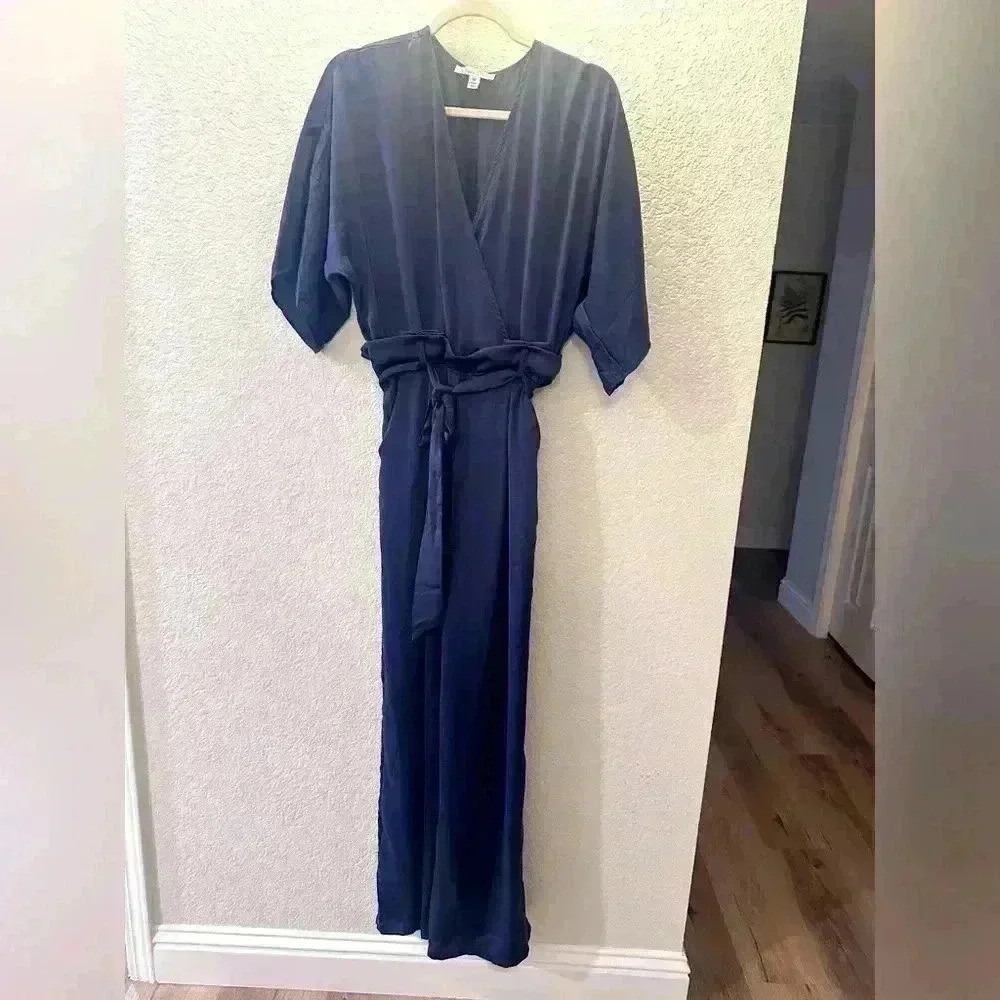 Dress Day Brand Blue Size Medium Woman's Wide Leg Pantsuit Soft Comfortable
